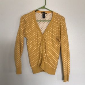 Yellow and white polka dot cardigan